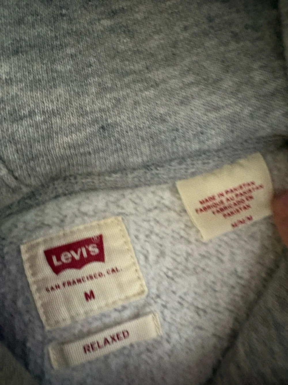 Levi's Light Gray Pullover Hoodie with Red Logo